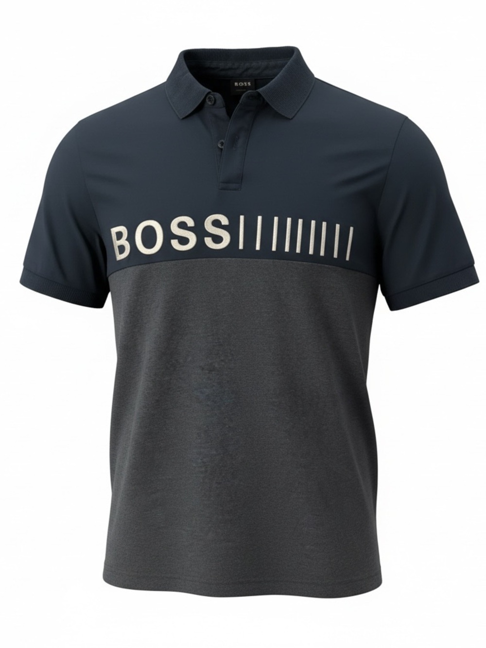 BOSS Men’s Navy & Charcoal Two-Tone Logo Polo